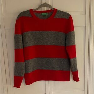 United Colors Of Benetton Red and Gray Knitwear Shetland Italian Yarn